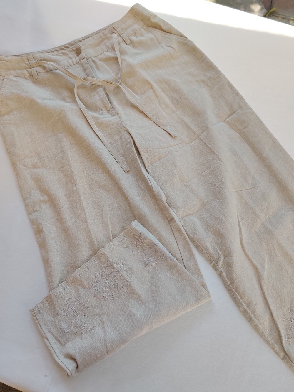 Women's Lightweight Linen Blend Pants in Beige